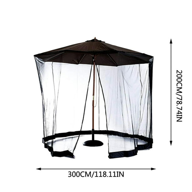 Umbrella Mosquito Net Canopy Patio Set Screen House Zipper Door Entry Black